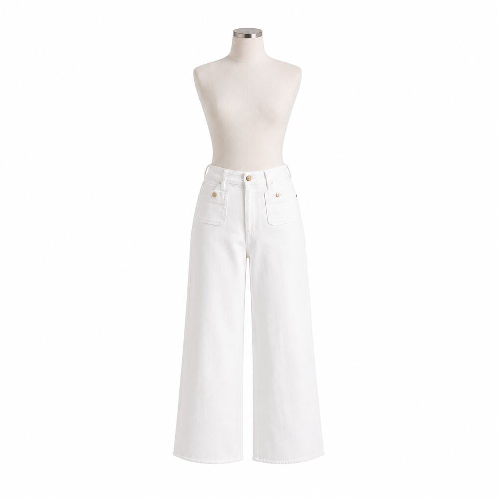 J.Crew Slim Wide Leg Jeans White Denim Size 30 NWT High Rise Cropped Pants